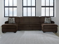 Kimlee Chocolate 3-Piece Sectional with Double Chaise - Ornate Home