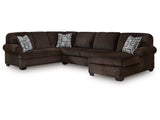 Kimlee Chocolate 3-Piece Sectional with Right Chaise - Ornate Home