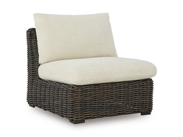 Kimora Beige/Brown Outdoor Armless Chair with Cushion - Ornate Home