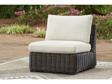 Kimora Beige/Brown Outdoor Armless Chair with Cushion - Ornate Home