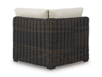 Kimora Beige/Brown Outdoor Corner Chair with Cushion - Ornate Home