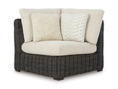 Kimora Beige/Brown Outdoor Corner Chair with Cushion - Ornate Home