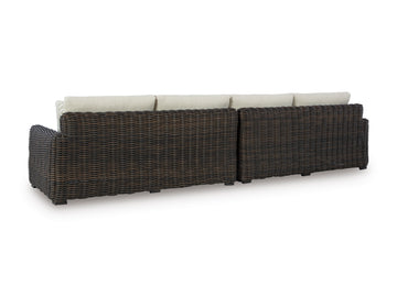 Kimora Beige/Brown Outdoor RAF/LAF Loveseat with Cushion (Set of 2) - Ornate Home