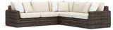 Kimora Beige/Dark Brown 3-Piece Outdoor Sectional - Ornate Home