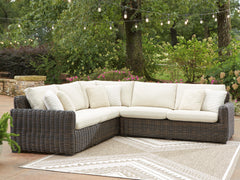 Kimora Beige/Dark Brown 3-Piece Outdoor Sectional - Ornate Home