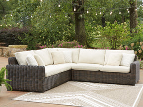 Kimora Beige/Dark Brown 3-Piece Outdoor Sectional - Ornate Home