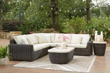 Kimora Beige/Dark Brown 3-Piece Outdoor Sectional - Ornate Home
