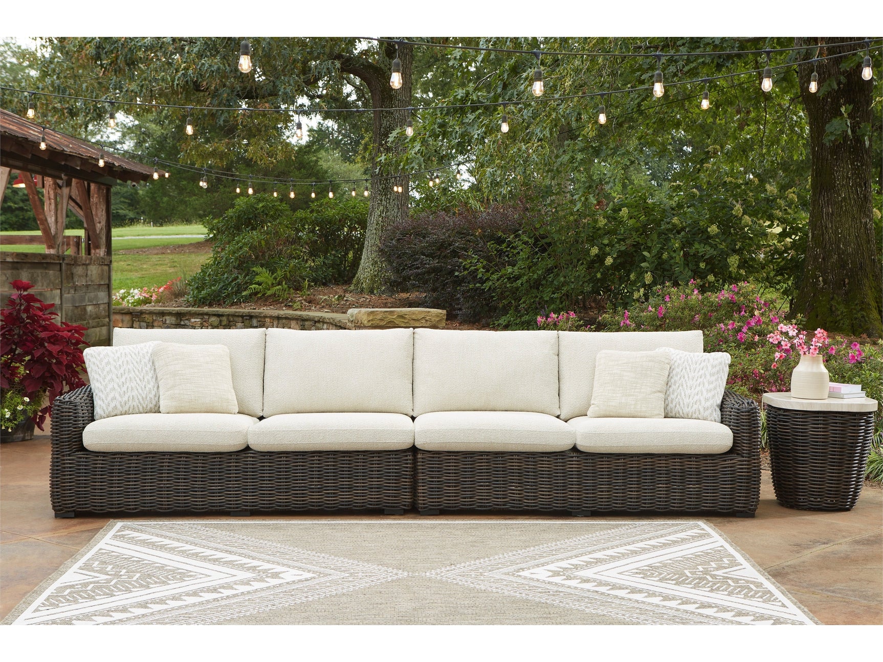 Kimora Beige/Dark Brown 4-Piece Outdoor Sectional - Ornate Home