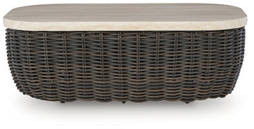 Kimora Beige/Dark Brown Outdoor Coffee Table - Ornate Home