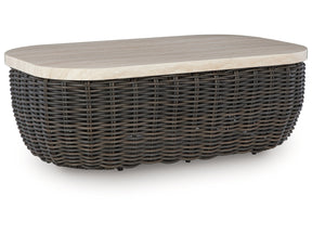 Kimora Beige/Dark Brown Outdoor Coffee Table - Ornate Home