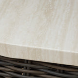 Kimora Beige/Dark Brown Outdoor End Table - Ornate Home