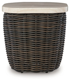 Kimora Beige/Dark Brown Outdoor End Table - Ornate Home