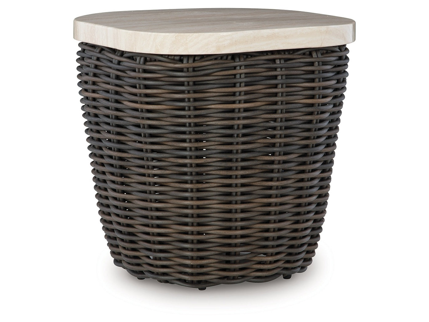 Kimora Beige/Dark Brown Outdoor End Table - Ornate Home