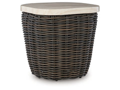 Kimora Beige/Dark Brown Outdoor End Table - Ornate Home