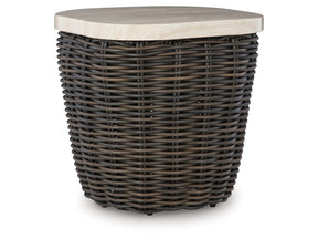 Kimora Beige/Dark Brown Outdoor End Table - Ornate Home