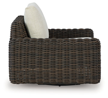 Kimora Beige/Dark Brown Outdoor Swivel Lounge Chair - Ornate Home