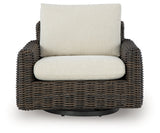 Kimora Beige/Dark Brown Outdoor Swivel Lounge Chair - Ornate Home