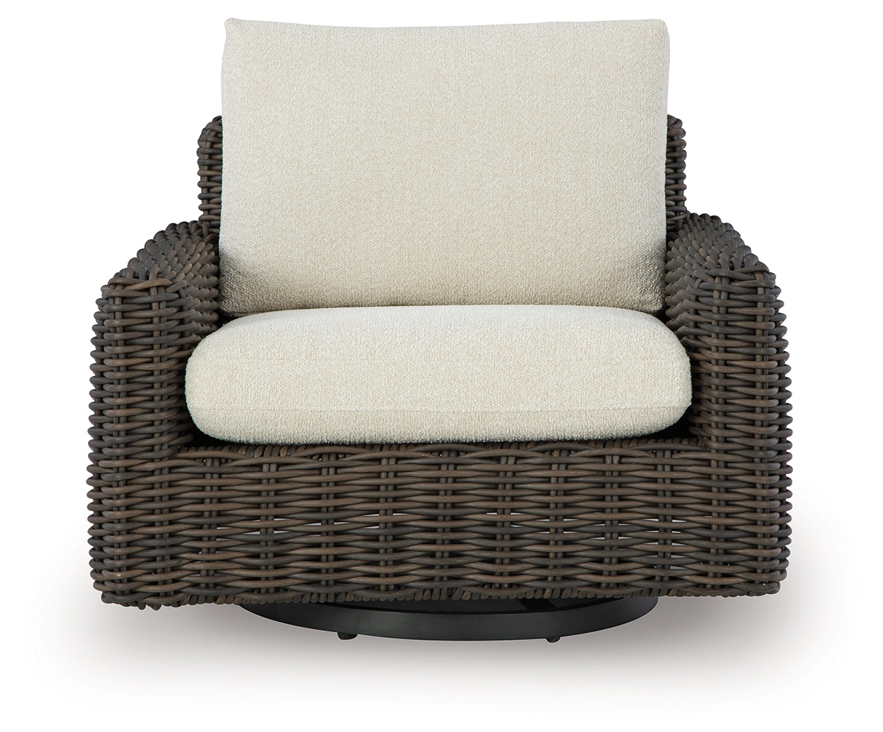 Kimora Beige/Dark Brown Outdoor Swivel Lounge Chair - Ornate Home