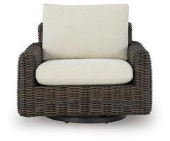 Kimora Beige/Dark Brown Outdoor Swivel Lounge Chair - Ornate Home
