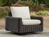 Kimora Beige/Dark Brown Outdoor Swivel Lounge Chair - Ornate Home