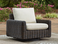 Kimora Beige/Dark Brown Outdoor Swivel Lounge Chair - Ornate Home