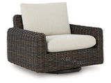 Kimora Beige/Dark Brown Outdoor Swivel Lounge Chair - Ornate Home