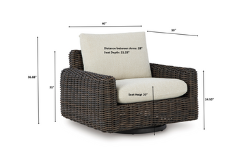 Kimora Beige/Dark Brown Outdoor Swivel Lounge Chair - Ornate Home