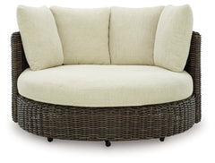 Kimora Beige/Dark Brown Outdoor Swivel Lounge Chair with Cushion - Ornate Home