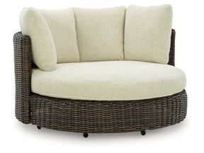 Kimora Beige/Dark Brown Outdoor Swivel Lounge Chair with Cushion - Ornate Home