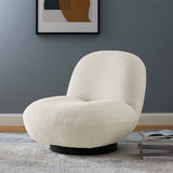 Kindred Black/Ivory Boucle Upholstered Fabric Swivel Chair - Ornate Home