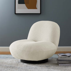 Kindred Black/Ivory Boucle Upholstered Fabric Swivel Chair - Ornate Home