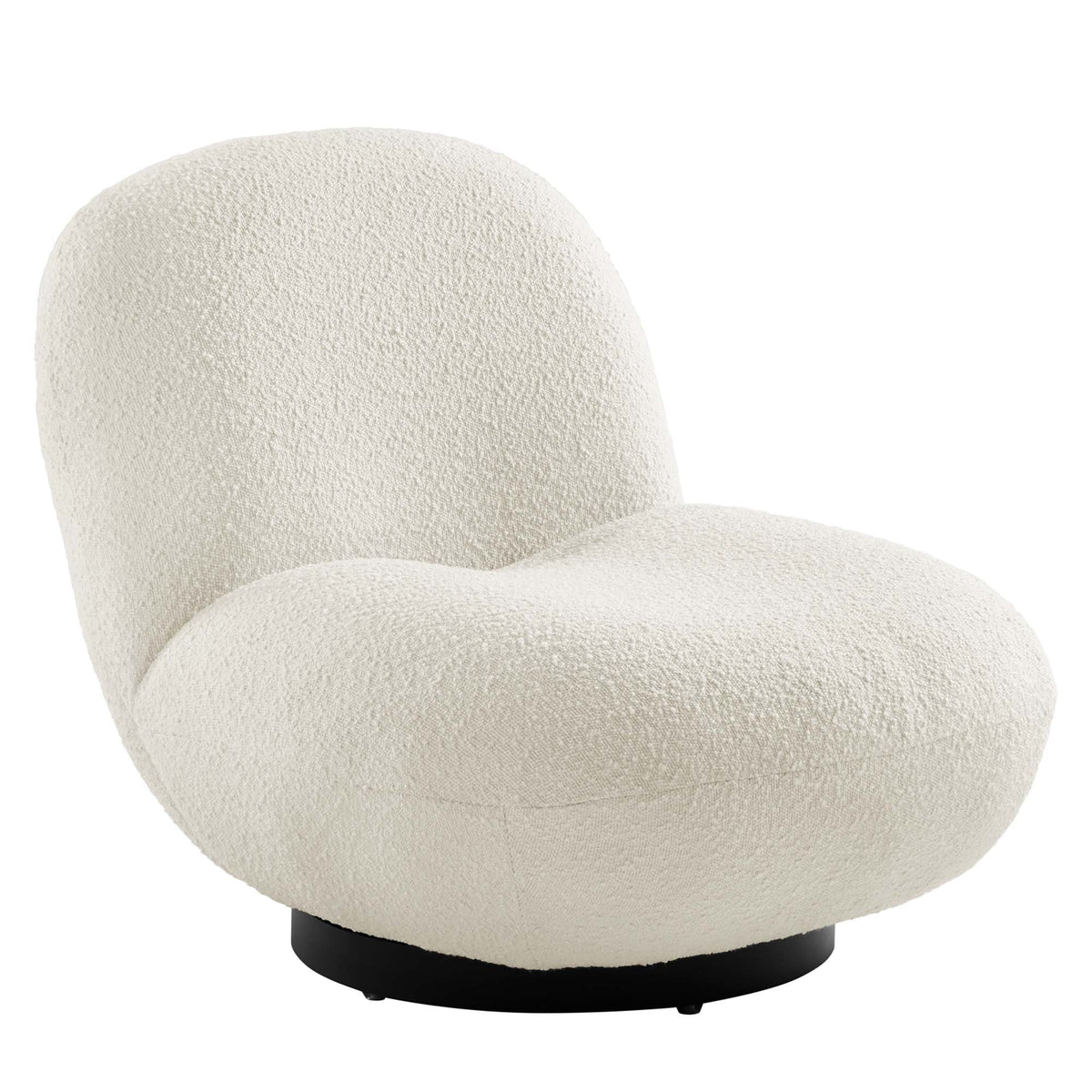 Kindred Black/Ivory Boucle Upholstered Fabric Swivel Chair - Ornate Home
