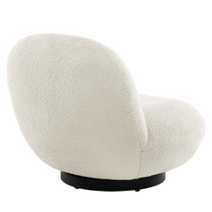 Kindred Black/Ivory Boucle Upholstered Fabric Swivel Chair - Ornate Home