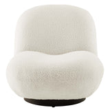 Kindred Black/Ivory Boucle Upholstered Fabric Swivel Chair - Ornate Home