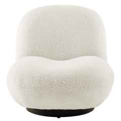 Kindred Black/Ivory Boucle Upholstered Fabric Swivel Chair - Ornate Home