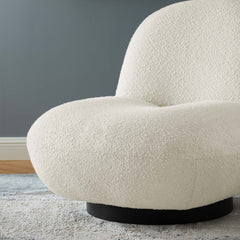 Kindred Black/Ivory Boucle Upholstered Fabric Swivel Chair - Ornate Home