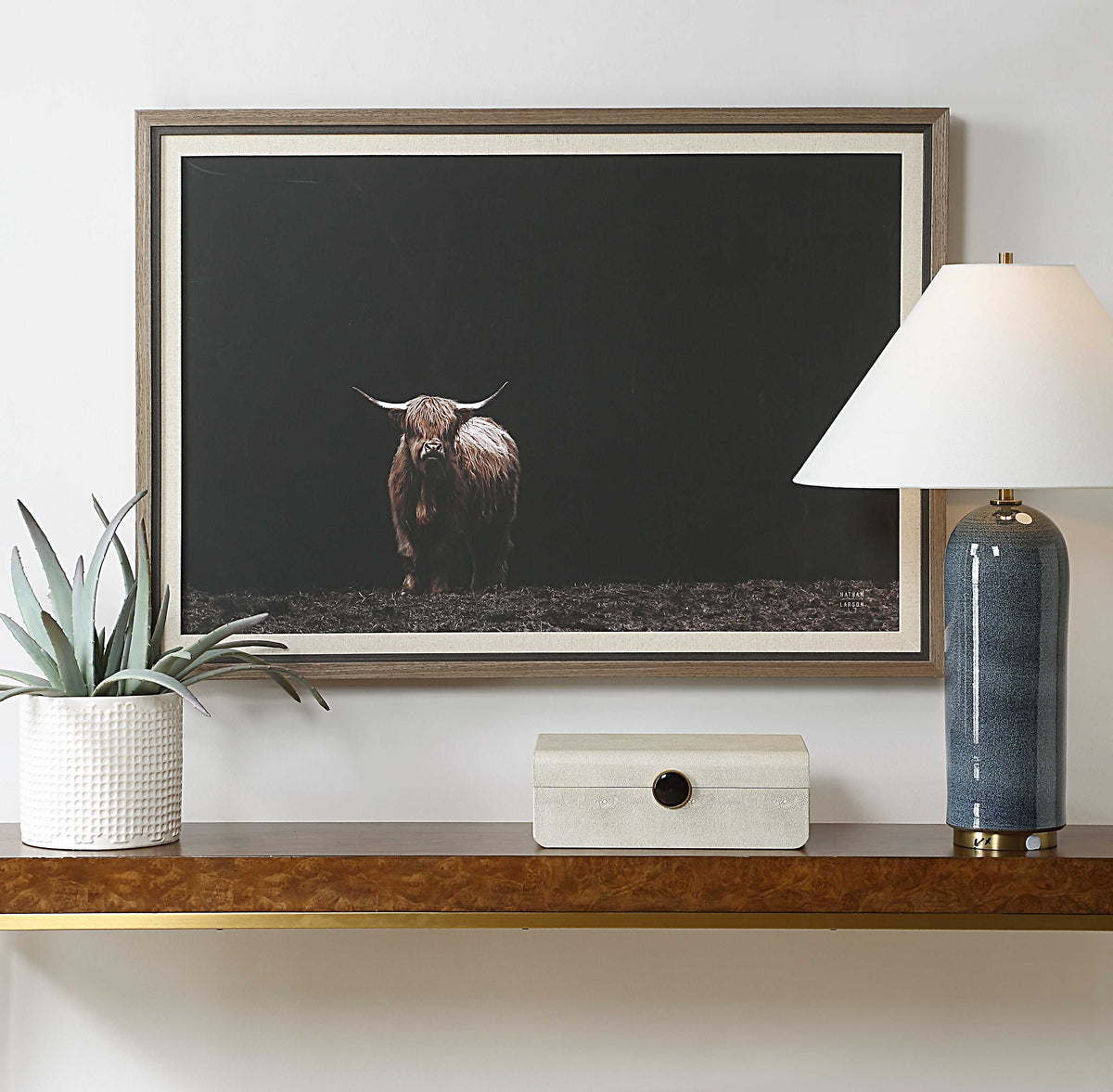 King Of The Hill Multicolor Framed Bovine Print - Ornate Home