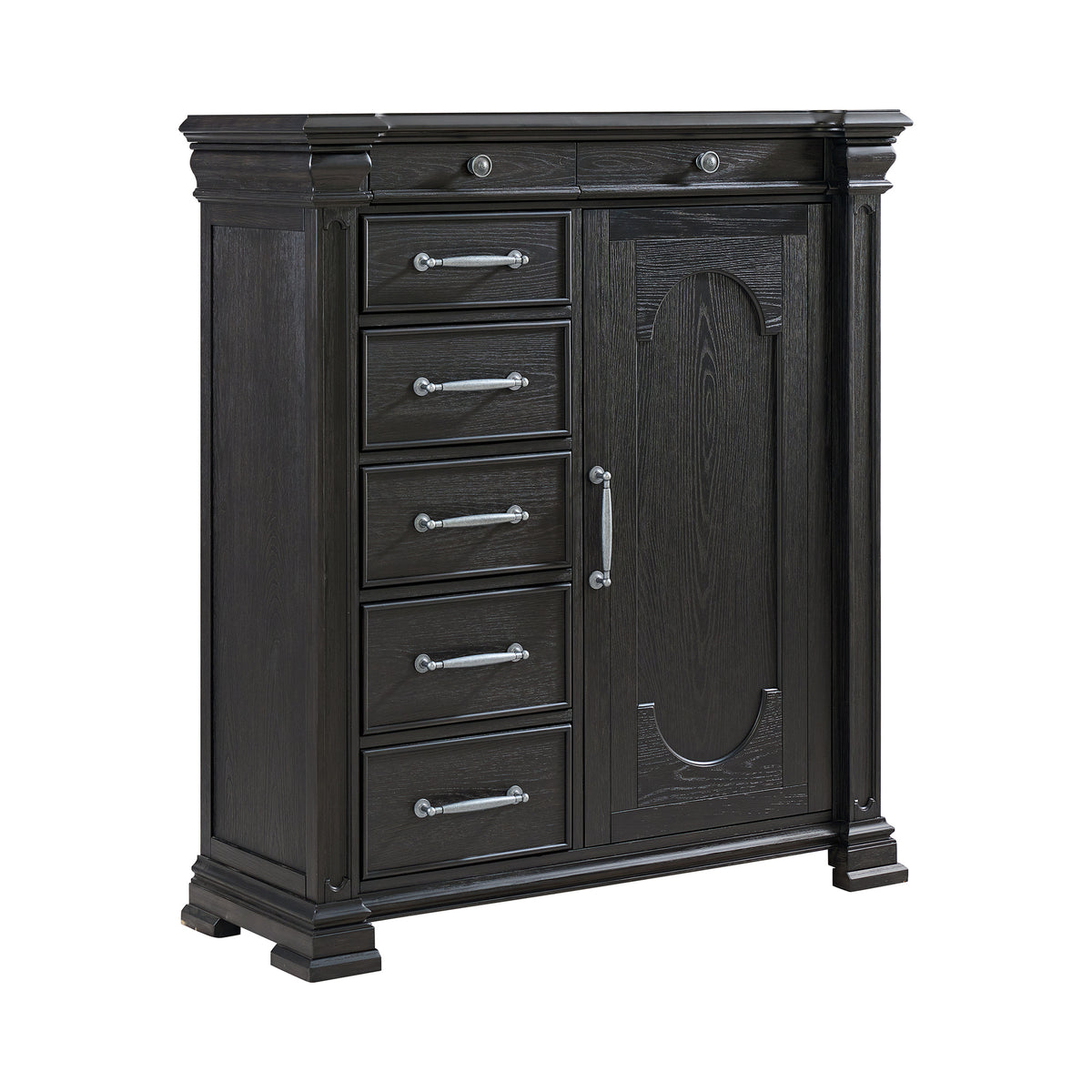 Kings Court Black 1 Door and 7-Drawer Chest - Ornate Home
