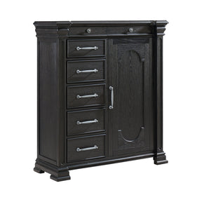 Kings Court Black 1 Door and 7-Drawer Chest - Ornate Home