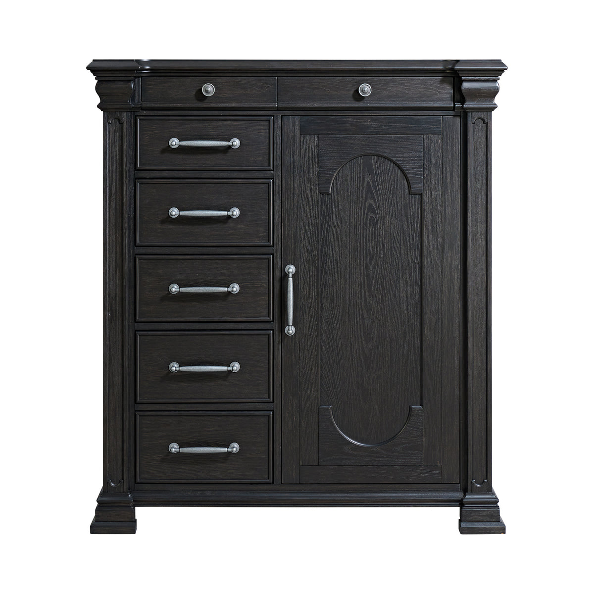 Kings Court Black 1 Door and 7-Drawer Chest - Ornate Home