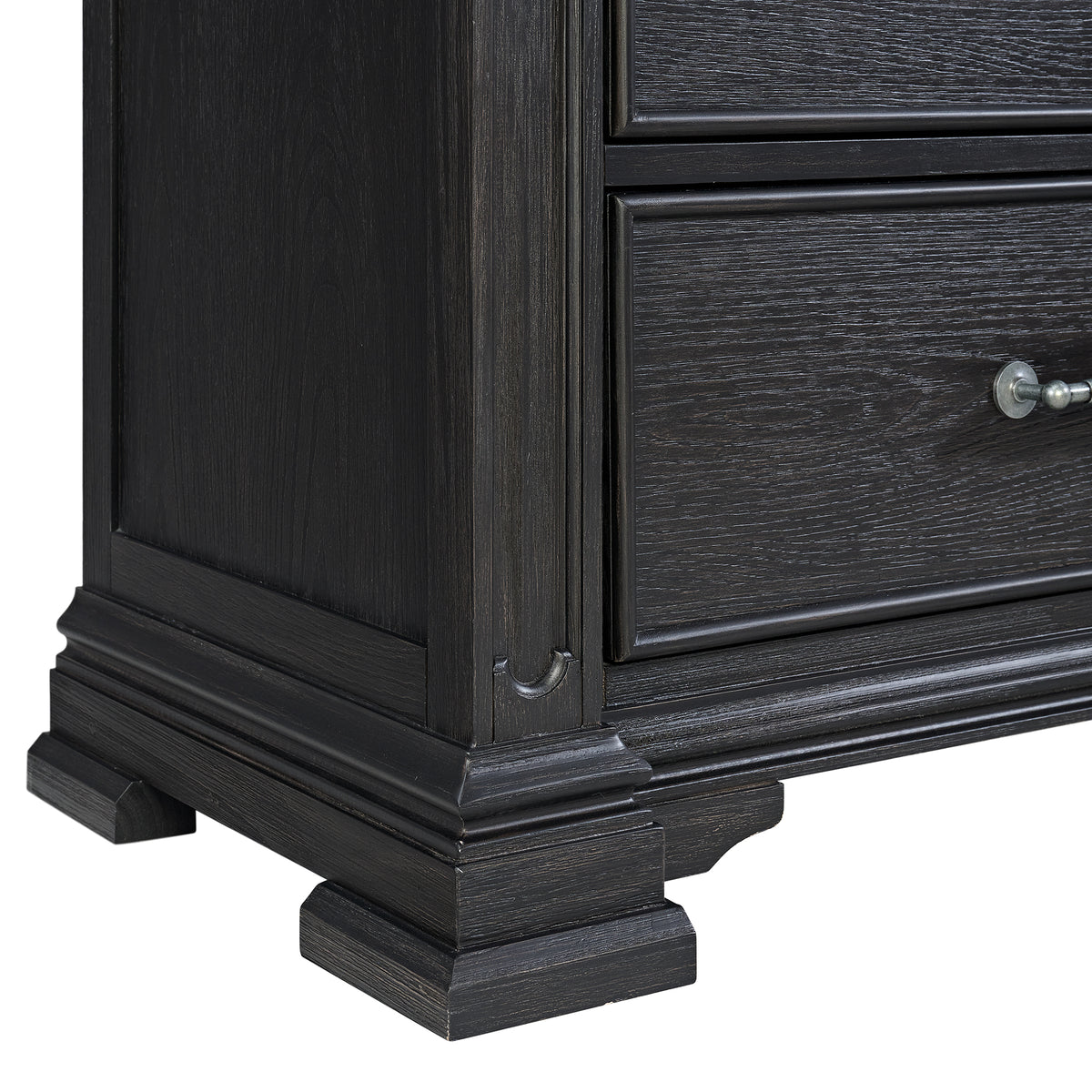 Kings Court Black 1 Door and 7-Drawer Chest - Ornate Home
