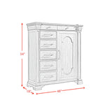 Kings Court Black 1 Door and 7-Drawer Chest - Ornate Home