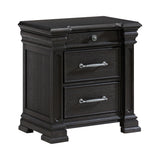 Kings Court Black 3-Drawer Nightstand (Sliding Top) - Ornate Home