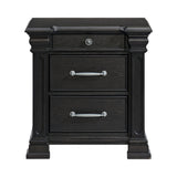 Kings Court Black 3-Drawer Nightstand (Sliding Top) - Ornate Home
