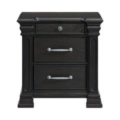Kings Court Black 3-Drawer Nightstand (Sliding Top) - Ornate Home