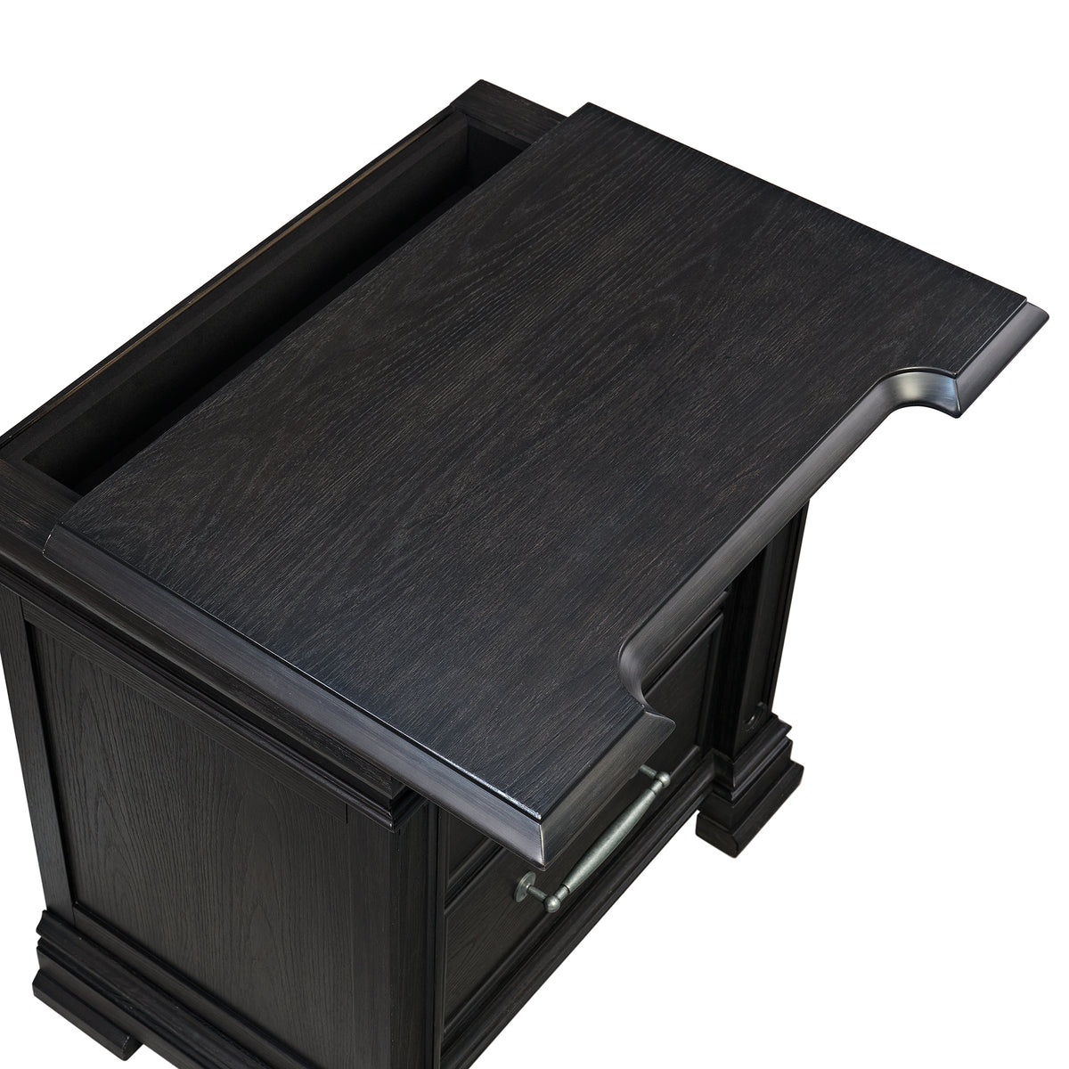 Kings Court Black 3-Drawer Nightstand (Sliding Top) - Ornate Home