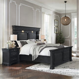 Kings Court Black 3-Piece King Bedroom Set with 2 Nightstands - Ornate Home