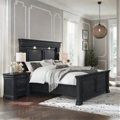 Kings Court Black 3-Piece King Bedroom Set with 2 Nightstands - Ornate Home
