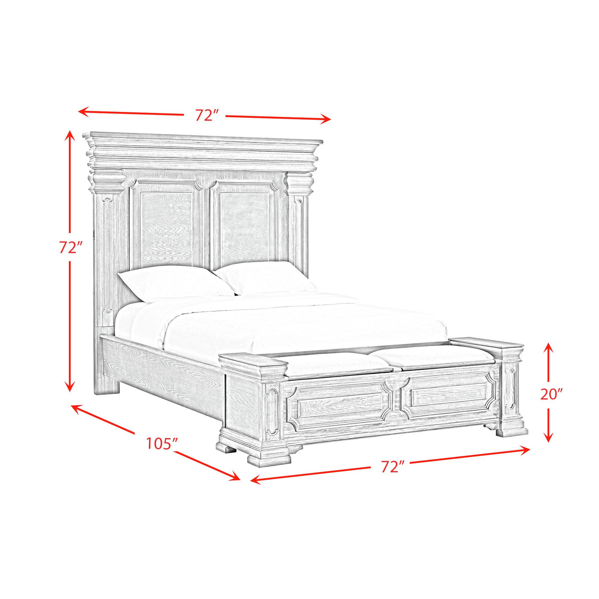Kings Court Black 3-Piece Queen Storage Bedroom Set - Ornate Home
