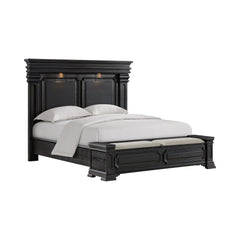 Kings Court Black 4-Piece King Storage Bedroom Set with 2 Nightstands & Chest - Ornate Home